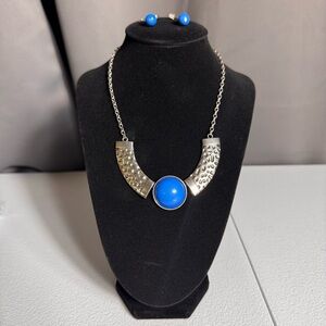 Silver Toned and Blue 15” Necklace and Earrings Set Offers & Bundles Welcome!